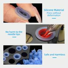 1pc Plastic Tattoo Ink Cup Holder (7 Holes) And 100pcs/Pack Silicone Tattoo Ink Cups (Makeup Accessories, Skin Tattoo Cup Lids) - Blue - View 3