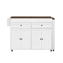 Kitchen Island On Wheels, Extendable Dining Area Kitchen Island With Worktop And Drawers, Mobile Freestanding Kitchen Island, Ideal For Kitchen And Dining Room - Walnut - View 12
