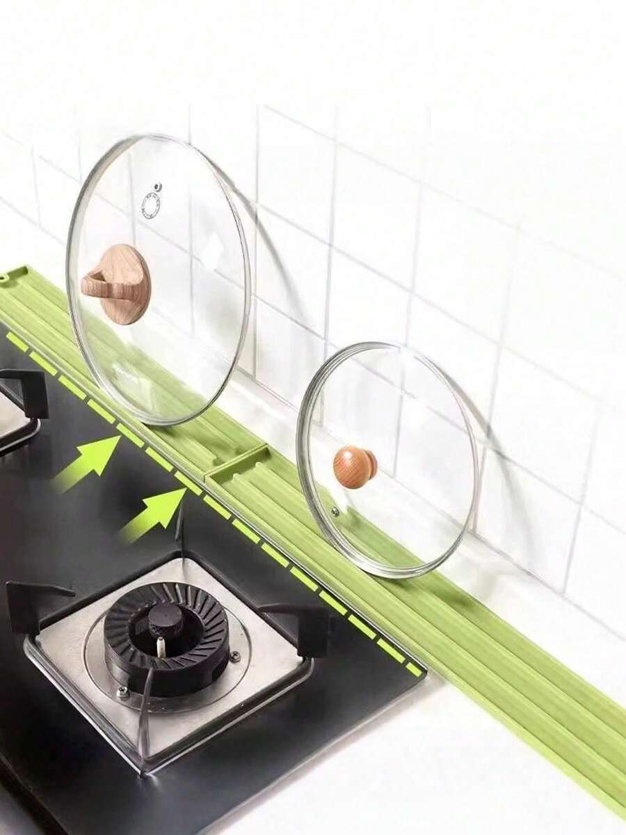 1个窄边锅盖收纳垫，多功能厨房台面炉灶铲子砧板架防滑沥水垫 - 彩色 - 查看 1