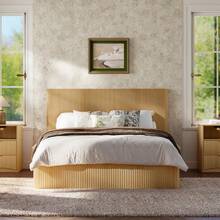 Modern Bed With Grooved Design And Hydraulic Lift System – Large Storage Space, Stable Solid Wood Slats, Easy-Care Surface – 160 X 200 Cm – Light Oak - Oak Color + 160cm + 200cm - View 12