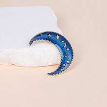 1pc New Creative Moon Brooch - A Stylish Lady's Pin Accessory With Anti-Glare Effect - 藍色 - 查看 1
