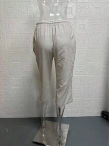 Women'S Bermuda Shorts -100% Knee-Length With Pockets, Elastic Waist Drawstring Pull-On, Casual Summer Daily Wear - 深灰色 - 查看 5