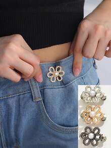 3/1pc Adjustable Elastic Flower-Shaped Clips, Petal-Shaped Belts, Adjustable Pants Belts, Detachable Flower-Shaped Belts, Suitable For Jeans, T-Shirts And Casual Pants, No Sewing Required, Clips Are Easy To Remove, Perfect For School Use. - Multicolor - View 1
