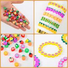 Approximately 400pcs Clay Fruit Shaped Beads Jewelry Making Kit, DIY Materials Set To Make Bracelets, Necklaces, Earrings, Keychains, Arts & Crafts Creative Set, Adult Best Friend/Girlfriend Birthday Gift - 24 Grid-fruit - View 3