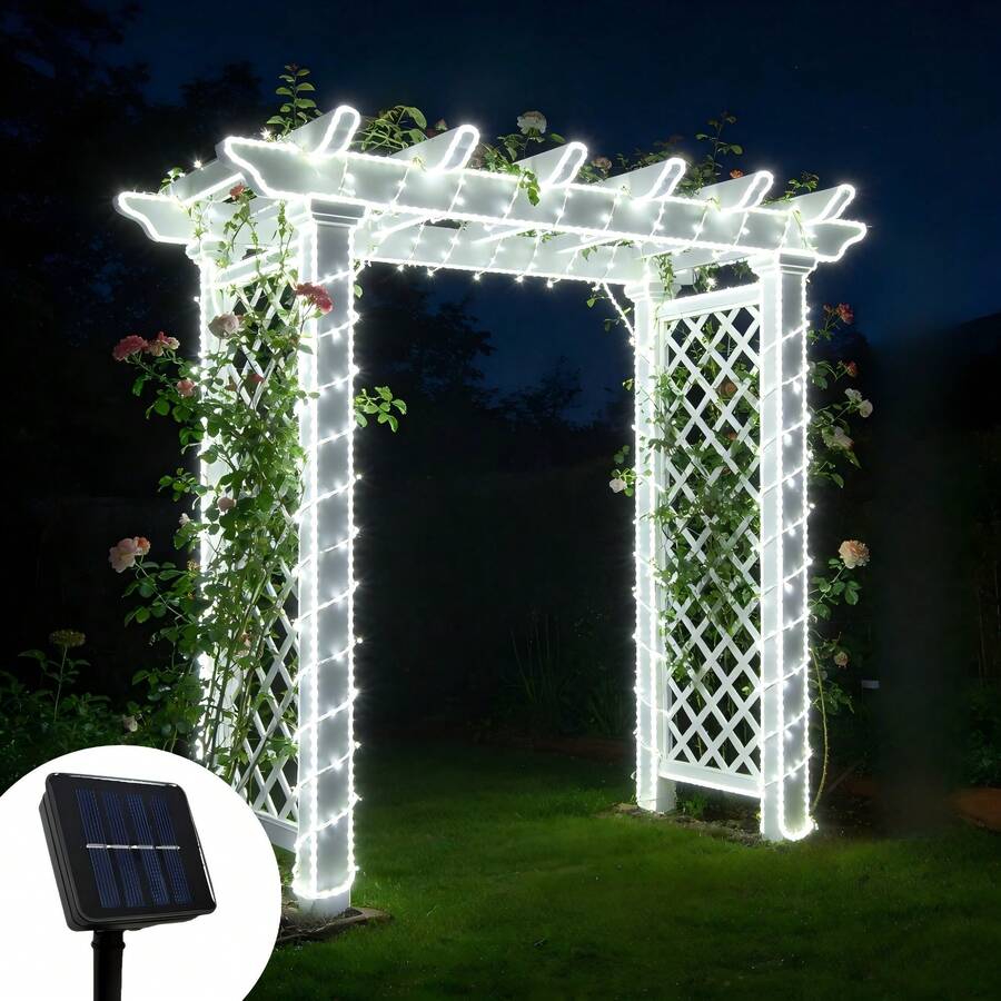 Multifunctional Outdoor Solar LED Flexible Tube Lights, Transparent PVC String Lights For Garden, Yard, Pool, Tree, Party, Wedding, Christmas, Halloween Decoration, 8 Lighting Modes, Waterproof