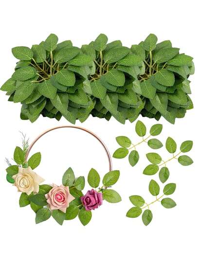 50/100/200片人造玫瑰叶，适用于家居户外花园墙面装饰、婚礼新娘捧花DIY装饰