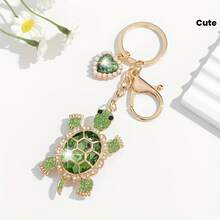 1 Piece Of Fashionable European And American Style Keychain Pendant, Fully Encrusted With Rhinestones, Luxurious, Cute, And Creative, In The Shape Of A Turtle, Suitable For Women's Car Keys, Bag Decoration, And As A Gift - Xanh đậm - Xem 1