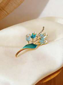 1枚优雅水晶胸针，奢华百搭别针，2026新款时尚服饰配饰 - 藍色 - 查看 2