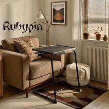Rubypin Multifunctional TV Tray Table – Adjustable Dinner Folding Table For Bed & Sofa With Cup Holder, 6 Height Settings & 3 Tilt Angles (Black) - Black - View 4