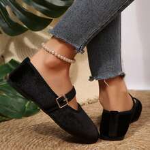 Comfortable Square Toe Flats Sandals For Women Soft Work Retro Mary Jane Shoes Comfortable Dress Shoes - 黑色 - 查看 6