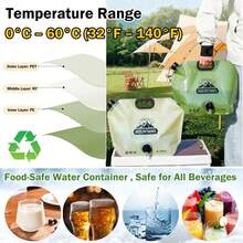 Túi đựng nước 8 lít, bình nước gấp gọn di động với vòi điều chỉnh được, túi nước khẩn cấp chống rò rỉ cho cắm trại, leo núi, đạp xe, thể thao ngoài trời. - Nhiều màu - Xem 9