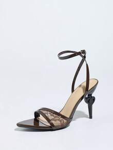 Giày sandal cao gót nữ, dép hở mũi ren lưới xuyên thấu gợi cảm, giày cao gót mũi nhọn màu nâu cà phê sang trọng, mũi nhọn hình trái tim đa năng, thích hợp cho buổi tối đi chơi, du lịch, kỳ nghỉ, Lễ Tạ ơn, Giáng sinh, Ngày động, Ngày của Mẹ, Halloween, Ngày Quốc tế Phụ nữ, quà tặng Ngày Valentine. - Cà phê nâu - Xem 5