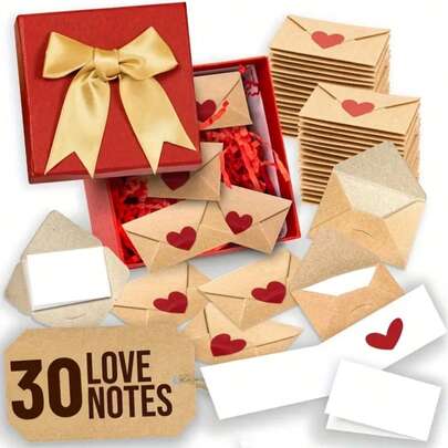 30/60 pezzi Mini buste con adesivi a forma di cuore - Buste per lettere d'amore con chiusura automatica, Mini biglietti di San Valentino, adatti per matrimonio, fidanzamento, addio al nubilato, regalo romantico per il fidanzato/la fidanzata, regalo di compleanno, regalo di laurea