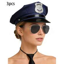 万圣节女士角色扮演三件套：刺绣帽+宽松领带+复古眼镜，派对拍照道具服装 - 彩色 - 查看 6