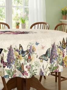 1 chiếc khăn trải bàn tròn họa tiết hoa dại, phong cách hoa đồng quê, chất liệu polyester bền chắc, trang trí bằng những chú bướm đầy màu sắc, các loài hoa kết hợp và họa tiết cuộn cổ điển, có thể tái sử dụng và không phai màu, phù hợp cho trang trí mùa xuân, Ngày của Mẹ, đám cưới, tiệc brunch, sinh nhật và bữa ăn gia đình. - 001 - Xem 6