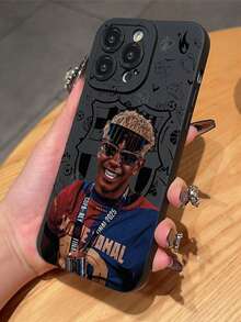 黑色守门员足球运动员图案 TPU 防震全包保护手机壳，兼容苹果 11/12/13/14/15/16/17 Pro Max，适合作为生日礼物送给情侣、女儿、男朋友、女朋友、青少年和女孩。 - 黑色 - 查看 4