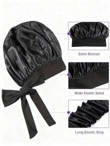 1件装女士缎面长尾睡帽 - 淺灰色 - 查看 2