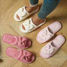 Fashionable Striped Bow Slip-On Mute Foam Slide Sandals - Women's Slippers - View 1