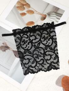 1 chiếc quần lót nữ thời trang khoét lỗ, gợi cảm, họa tiết cây cỏ, có thể điều chỉnh độ dài, màu đen/trắng, có miếng che kín đáo, thích hợp cho áo hai dây, váy, mặc hàng ngày, dự tiệc. - Nhiều màu - Xem 9