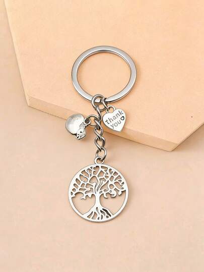 1 pièce de porte-clés décoratif en forme de cœur, suspendu en forme d'arbre. Accessoire pour sac, sac à dos, convient pour le campus. Style gothique mignon Y2K. Cadeau de Noël créatif. Accessoire de sac avec cordon de suspension et fente pour carte d'identité. Cadeau pour mère, père, remise de diplôme et enseignant.