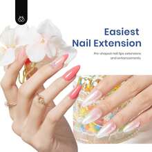 Beetles Gel Nail Kit Short Almond Gift Spree Easy DIY Extension Set Gift For Women - Medium Almond 240pcs (Clear Kit) - 查看 3