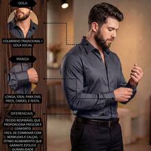 Men's Satin Shirt, Premium Fabric, Simple, Regular Fit, Button-Down - Neblina azul - Ver 5