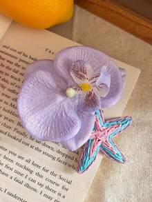 2/4个紫色花朵发夹，波西米亚风海星侧边发夹，节日发饰 - 彩色 - 查看 6