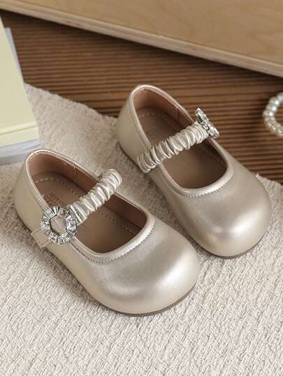 法式纯色圆头鞋，春秋季温柔仙女玛丽珍鞋，适合幼儿女童