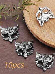 10/8件套珠宝制作连接器。双孔合金材质，镂空设计，狐狸面具吊坠。手链配件。珠宝制作装饰品、小饰品、婚礼用品、手链吊坠。生日派对、万圣节、圣诞节装饰、成人手工材料，适用于耳环、项链、护身符、手链等DIY珠宝制作。 - 彩色 - 查看 13