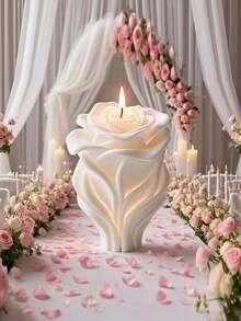 1个情人节浪漫3D玫瑰花硅胶蜡烛模具 - A-白色 - 查看 4