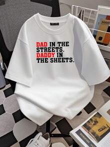 Women T-Shirt Print Dad In The Streets Daddy In The Sheets Apparel T-Shirt - White - View 2