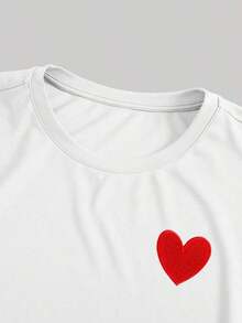 ChristmasManfinity Dauomo Men's Shirt With Heart Embroidery, Popular Item - 白色 - 查看 3