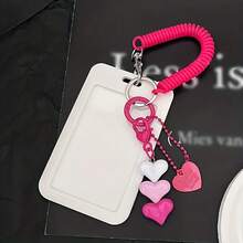 2D Durable ABS Card Holder - Portable Keychain Design - Cute Heart Pendant - Can Store ID Cards, Credit Cards, Etc. - Campus Card Gift And Student Applicable - Perfect Holiday Gift - Multiple Styles - View 2