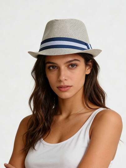 1 pieza Sombrero de paja unisex, sombrero casual y versátil para exteriores adecuado para actividades diarias al aire libre