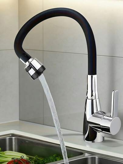 360° schwenkbarer flexibler Küchenarmatur, Einhebel-Kalt- und Warmwischventil, verchromte Oberfläche, 360° Drehung, wassersparendes Design, Ventilkern- und Sockelinstallation, inklusive 1/2-Zoll-Gewindezubehör und flexiblem Wasserzulaufschlauch, ideal für moderne Küche, Bar-Spüle, Bad und Waschbecken, unverzichtbares Zubehör für das moderne Zuhause, ideales Geschenk und Renovierungselement