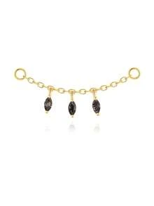 1pc 925 Sterling Silver Agate/Colorful CZ/Opal Earring Chain Accessory, 18K Gold Plated Earring Connector Chain, Convertible Dangle Earrings For Women With Double Pierced Ears - Gold - View 16