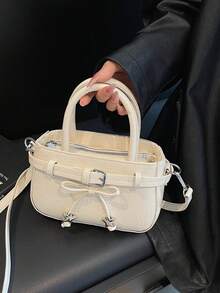 Dedoo 1pc Small Women's Handbag, Contrast Color Design, Retro Texture, Versatile For Casual & Commute - Beige - View 7