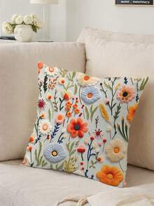 4pcs Spring & Summer Floral & Letter Print Pillow Covers (Pillow Insert Not Included), Home Decor Sofa Cushion Covers, Bedroom Headrest, Car Seat Pillow Covers, Room Decor - Multicolor - View 4