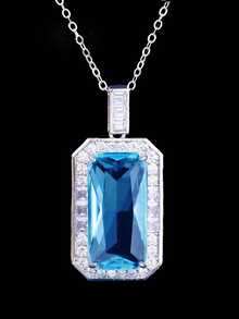 1 pieza Colgante de collar con piedra de circonita cúbica cautivadora, adecuado para mujeres, ideal para bodas, compromisos, fiestas de aniversario, regalos del Día de San Valentín - 2# - Ver 5