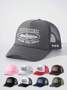 1pc Embroidered Five-Pointed Star Baseball Mesh Cap, Adjustable Outdoor Sun Protection Casual Hat For Men & Women, Suitable For Spring, Autumn, Travel, Beach, Y2K Style - Sponge Mesh Cap - View 11