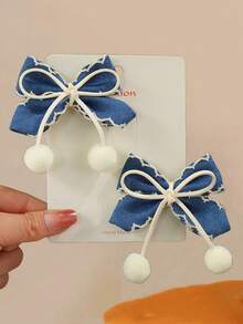 2 chiếc kẹp tóc hình nơ dễ thương và thanh lịch - Màu be - Xem 3