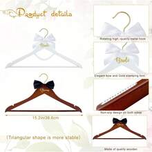 2 Pack Bride And Groom Hanger Set, Bridal Dress Hanger With Bow Tie & Pearls Bridal Party & Shower - 珍珠 - 查看 2