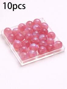 50pcs Dreamy Spring/Summer Galaxy Glitter Round Resin Beads, DIY Bracelet Jewelry Making Supplies - Multicolor - View 59