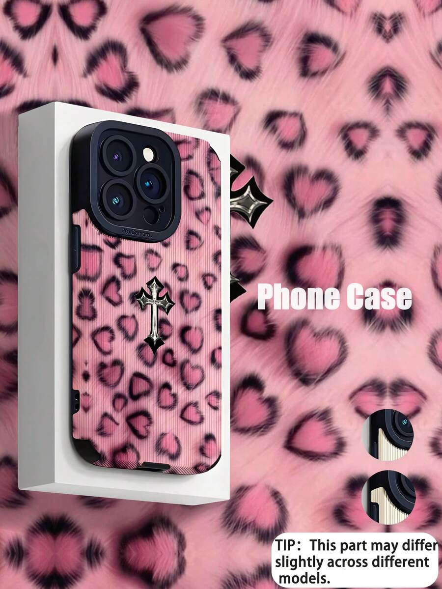 1pc Sexy Leopard Print Vertical Striped Classic Anti-Drop Soft Leather Phone Case Suitable Compatible With Apple And
