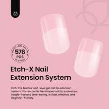 Beetles Soft Gel Nail Tips Short Almond 288pcs In 12 Sizes, Etch-X Pre-Etched Full Cover Acrylic Fake Nails Art - Square Extra Short 576pcs (Etch X Nail Tips) - View 2
