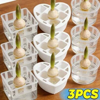 1/3Pcs Hydroponic Planter Tulip Bulb Planter, 5-Hole Hydroponic Flower Pot With Water Reservoir, Special Design For Tulip Bulb Planting, Clear Visible Water Level & Root Growth, Easy Maintenance Water Saving Structure, Durable Plastic Material Stable Base, Perfect For Indoor Desktop Home Office Balcony Decoration, Ideal For Tulips Hyacinths Narcissus Bulbs Flowers, Modern Simple Style Hydroponic Growing Pot For Indoor Green Plant Decoration