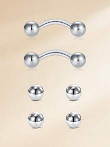 CIZME Khuyên xỏ lông mày 16G bằng thép không gỉ 316L, khuyên cong dạng tạ nhỏ, khuyên môi dọc, khuyên xỏ môi dạng labret kèm bi thay thế, khuyên xỏ tai dạng rook, helix, conch, daith dành cho nam và nữ, 16g 8mm/10mm - Bạc - Xem 4