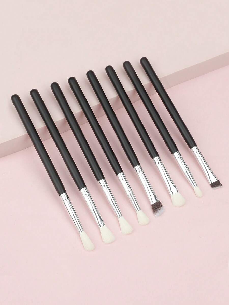 8件套眼部化妆刷套装，包括细节刷、晕染刷、黑色眼影刷 - 彩色 - 查看 1