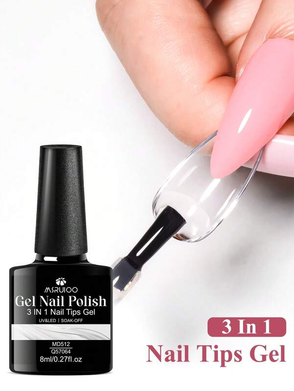 1pc MSRUIOO 8ml Super Strong Nail Glue, Suitable For Nail Art And Fake Nails, Salon Quality, Brush-On Nail Glue, Easy To Apply