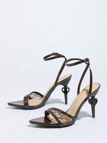 Giày sandal cao gót nữ, dép hở mũi ren lưới xuyên thấu gợi cảm, giày cao gót mũi nhọn màu nâu cà phê sang trọng, mũi nhọn hình trái tim đa năng, thích hợp cho buổi tối đi chơi, du lịch, kỳ nghỉ, Lễ Tạ ơn, Giáng sinh, Ngày động, Ngày của Mẹ, Halloween, Ngày Quốc tế Phụ nữ, quà tặng Ngày Valentine. - Cà phê nâu - Xem 6